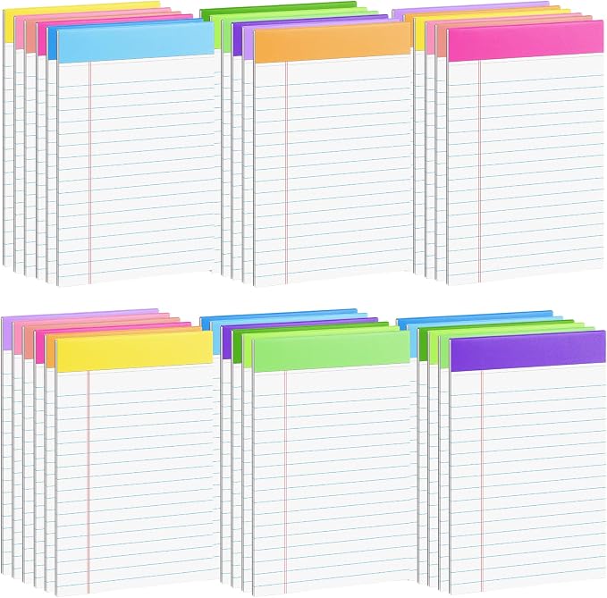 36 Pack Legal Pads 5 x 8 Inch Rainbow Notepads Wide Ruled Writing Pads | Wide Ruled Perforated Writing Pads for Office, School & Daily Notes; Colorful Memo Paper for Lists, Planning and Organization