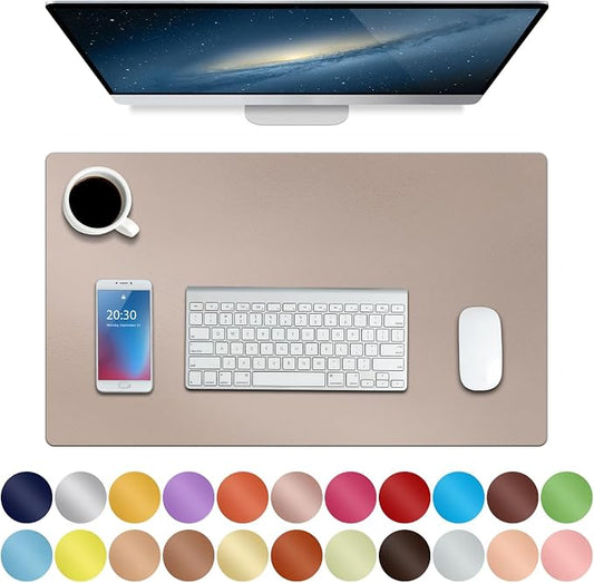 Boutilon Leather Desk Pad Protector,Non-Slip Mouse Pad,Laptop Desk Pad,Office Mouse Mat,Waterproof Leather Desk Blotter,Desk Writing Pad for Office and Home (S-Champagne,24"x 14")