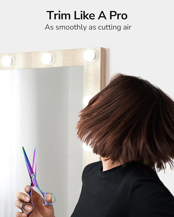 Hair Cutting Scissors, ULG Professional Hair Scissors 6.5” Rainbow | Right-Hand, Razor Edge Barber Shears, For Salon and Home Hair Cutting Shears, Japanese Stainless Steel, Hand Sharpened