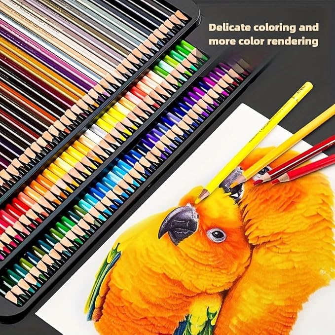 MATOTO 180-Colors Oil-Based Colored Pencils Set, Professional Artist-Grade Vibrant Soft Core For Coloring Books, Drawing, Sketching- Premium Art Supplies in Elegant Metal Tin Case, Gift for Artists