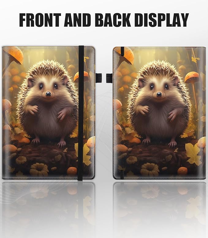 Hardcover Executive Notebooks, A5 PU Leather Lined Journal Notebook, 200 Pages Thick Paper Subject Notebooks for School,Work,Home Writing Business Notebook, Diary Book ， Hedgehog