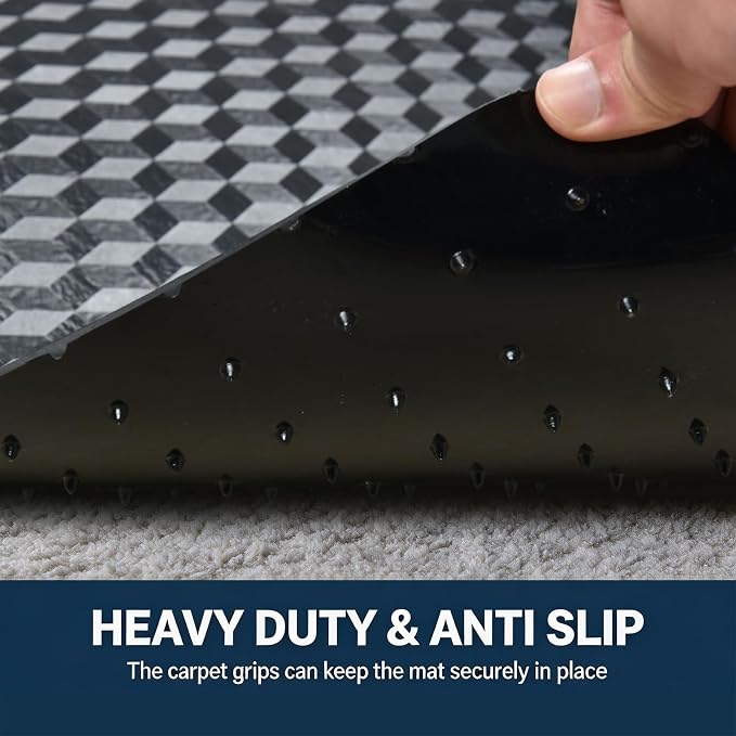 Chair Mat for Low Pile Carpet 36" x 48" PVC Office Carpet Protector, Black | Studded Back Grip, Smooth Chair Rolling, Protects Carpet from Wheel Wear, Home Office Gaming Use
