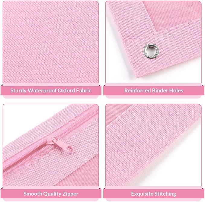 SKYDUE Pencil Pouch for 3 Ring Binder, 3 Ring Zipper Pencil Case with Clear Window, Large Binder Pencil Pouch with Grommets, Three Hole Pencil Holder for School(2 Pack)