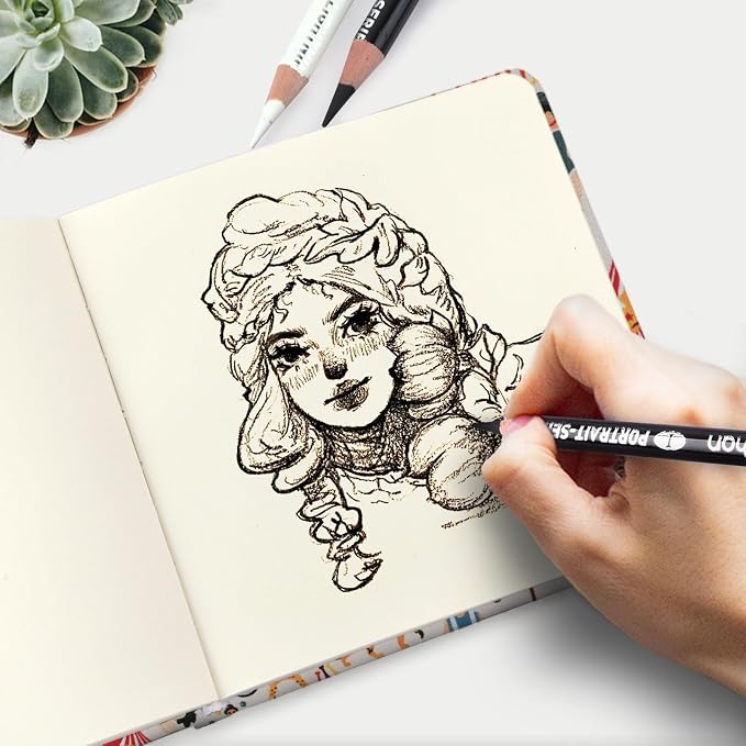 Handy Size 5 x 5 inches Sketch Book, 80GSM Acid Free Artistic Drawing Painting Writing Paper, Hardcover Cloth Cover Art Sketchbook,Journal Notebook.Beige Circus