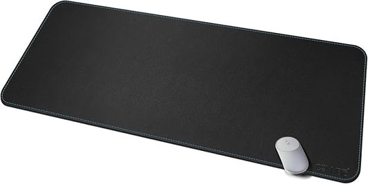 CENNBIE Leather Desk mat Protecter 47.2X19.6in Super Large(Black) | Premium stitched edges resist wear. Easy to clean. Protects desk from spills, stains ,scratches. Smooth glide. Office & home.