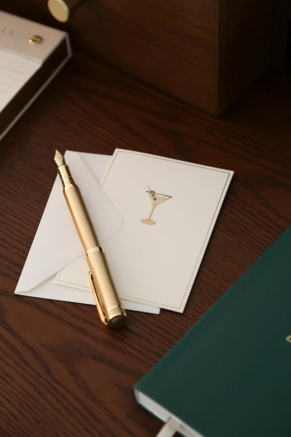 Graphique La Petite Presse Martini Boxed Notes | Blank Note Cards with Envelopes | 10 Count All Occasion Greeting Card Set | 3.25 x 4.75 Inches | High Quality Thick Paper Stationery with Unique Design