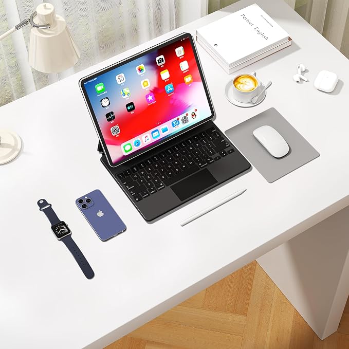 Leather Desk Pad Protector, Waterproof Mouse Pad, PU Desk Mat, Office Desk Cover, Desk Writing Mat for Office/Home/Work/Cubicle (Light Gray) 9x8 in