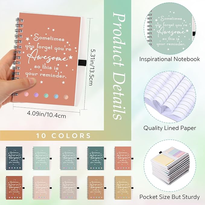 Chuangdi 20 Sets Back to Schhol Teacher Gifts Appreciation Journal Inspirational Notebook with Sticky Notepad Ballpoint Pen Bulk Thank You Gifts for Student Staff Team Coworker Nurse(Warm)