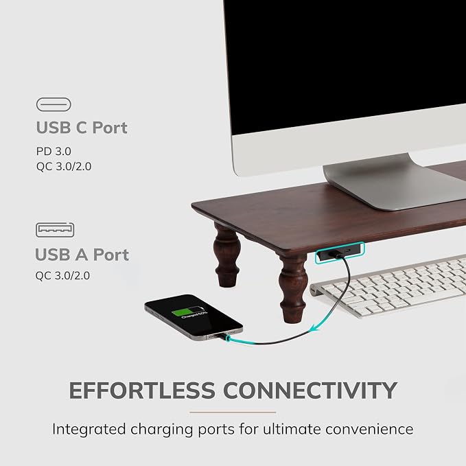 Anji Mountain Monitor Stand - Desktop Organizer & Laptop Riser, Ergonomic Monitor Riser, Space-Saving Monitor Stand for Desk, Durable Construction, Easy Assembly, Ideal for Home & Office,Walnut