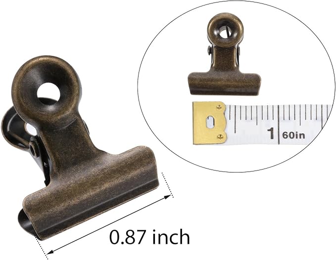 Boao 100 Pcs Mini Cyan Bronze Metal Clips Small Cyan Bronze Binder Clips Bulk for Photos, Maps, Drawings, Art Work, Papers, Price Tag, 0.87 Inch