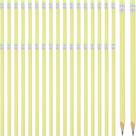 PATIKIL Round Pencils, 36 Pack Triangle HB Graphite Pencil Woodcase Wooden Pencils with Eraser for Classroom Office Writing Drawing Supplies, Yellow