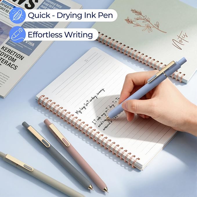 Nicpro Cute Spiral Notebook Stationary Set For Women, Bible Journal Set, 3PCS A5 Spiral Notebook, 5 Gel Pens, 5 Refills, 800 Sticky Notes, Gift Box, Aesthetic Gift Set for Study Office School Supplies