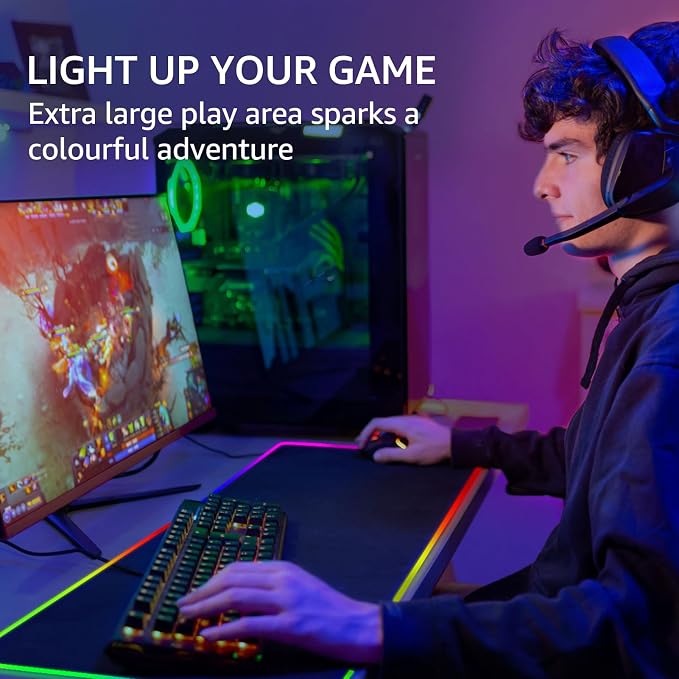 KTRIO RGB Large Gaming Mouse Pad, 31.5 x 11.8 in, RGB Black, XL | Smooth Micro-Weave Surface, RGB Lighting Design, Non-Slip Rubber Base, Durable Stitched Edges, Office & Home Use