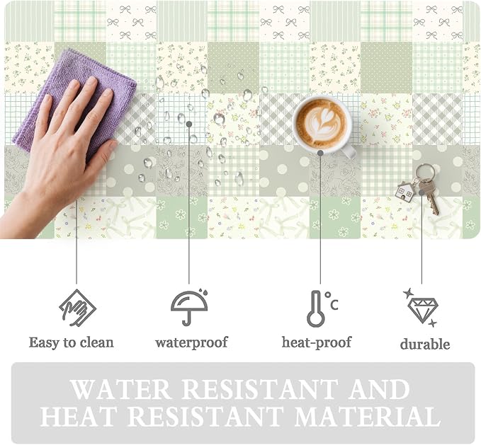 Checkered Plaid Leather Desk Mat Extended Gaming Mouse Pad | Non-slip Large Writing Pad Laptop Blotter Computer Keyboard Mat | Cute Green Desk Protector for Home Office 23.6" x 11.8"
