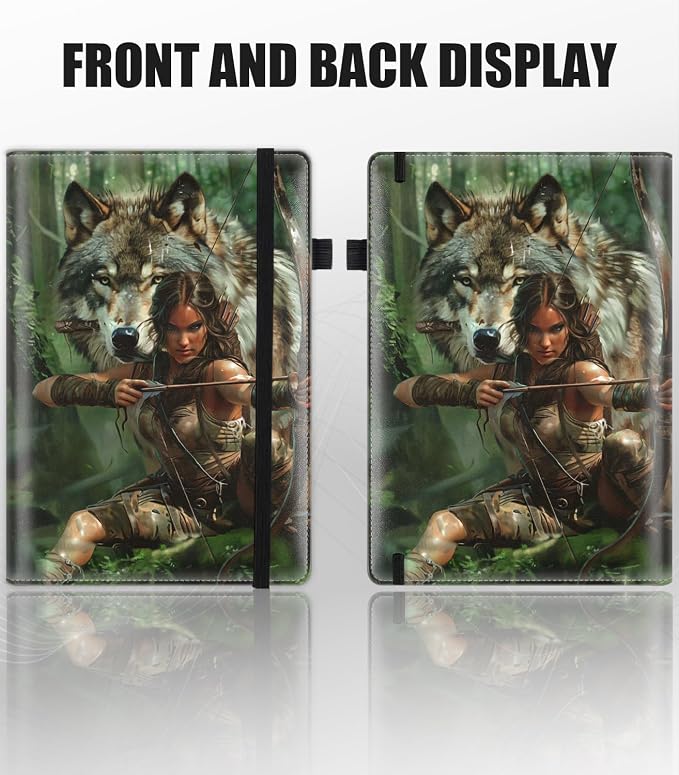 Hardcover Executive Notebooks, A5 PU Leather Lined Journal Notebook, 200 Pages Thick Paper Subject Notebooks for School,Work,Home Writing Business Notebook, Diary Book ，Hunting Beauty and Wolf