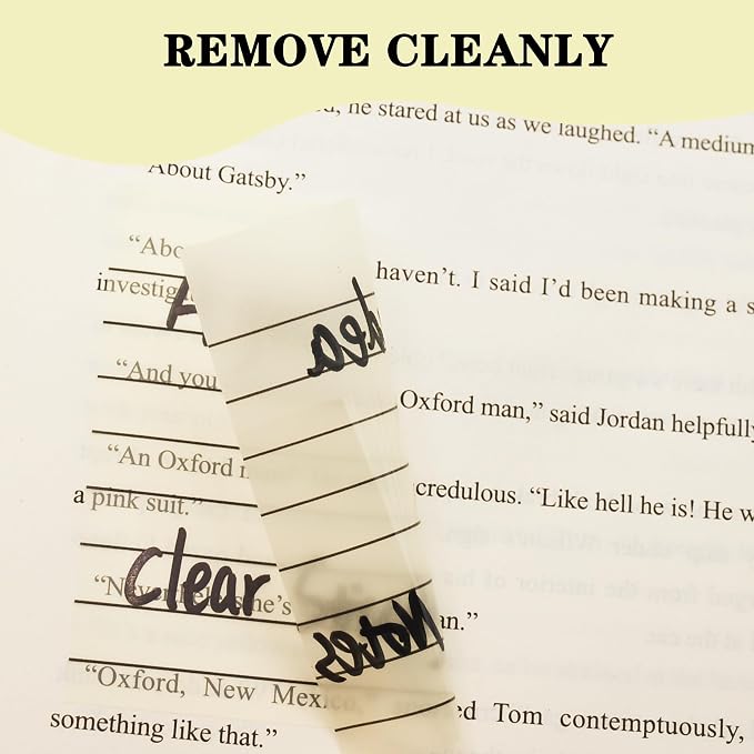 YOUDEFUL 800Pcs Transparent Sticky Notes, Yellow Clear Sticky Notes with Lined, 3"x3" Waterproof Translucent Sticky Note Pads, Index Tabs, Clear Post it Notes for Bible Study, See Through Sticky Notes