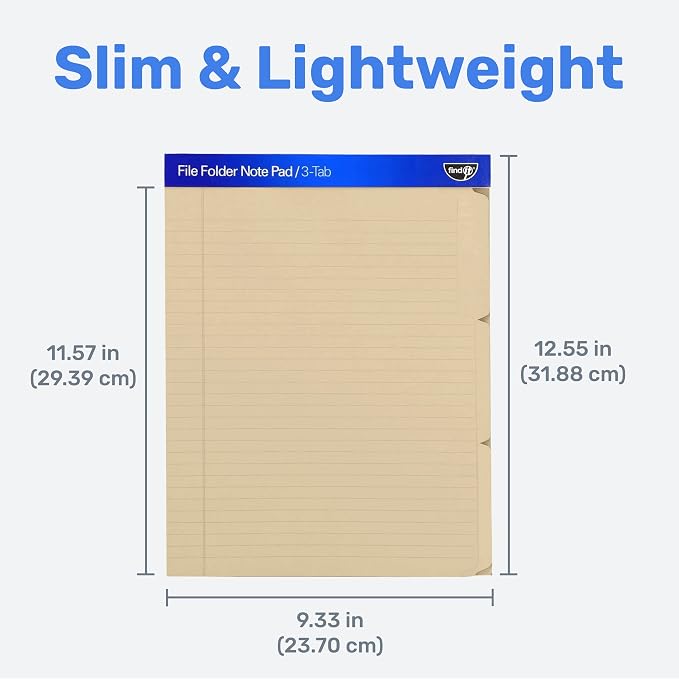 Find It File Folder Notepad - Pack of 12-9.5 x 12.5 Inch Notebook Organizer Folders for Filing, Document, and Clipboard Organization - Manila | Wide-ruled clipboard-style pages, tear-out perforated sheets, great for office, home, and school filing orga...