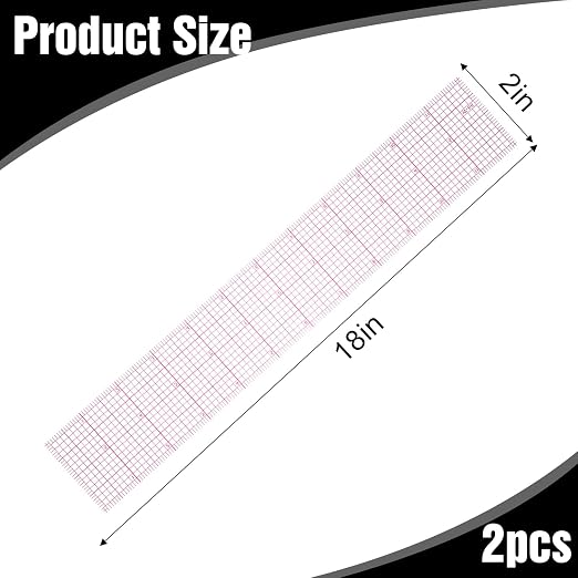 Clear Sewing Ruler, 2 Pcs 2 × 12 Inch Plastic Grid Transparent Ruler with Sandwich Scale Straight Measuring Tool for Pattern Grading Making Quilting DIY Crafts Clothes Design