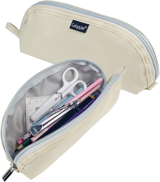 Gloppie Pencil Pouch - Practical Pencil Case, Aesthetic Simple Pencil Bag, Small Pen Holder, Back to School Supplies for Girls Boys, Off White