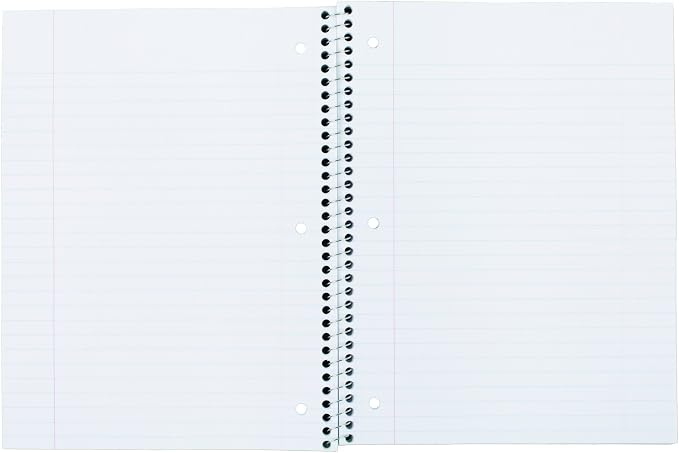Mead Spiral Notebook, 1 Subject, Wide Ruled Paper, 100 Sheets, 10-1/2" x 8", Color Selected For You, 1 Count (05514) (Pack of 2)
