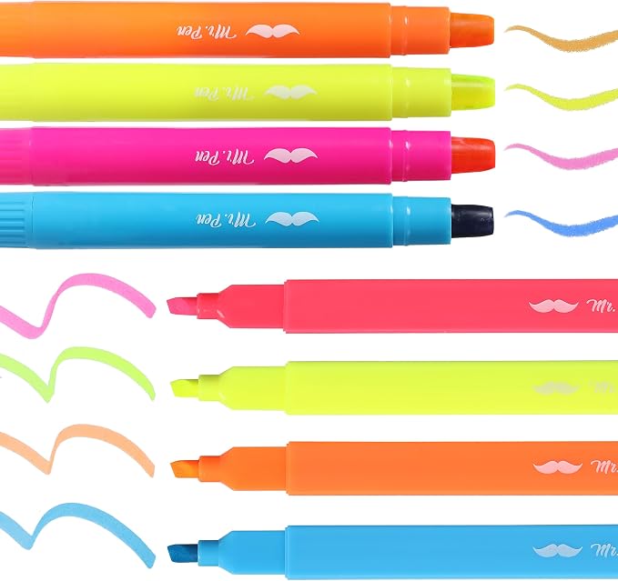 Mr. Pen- Aesthetic Highlighters and Gel Highlighters, 8 Pack | Assorted Color Bible Highlighter No Bleed, No Bleed Highlighter for Bibles, Fast Dry for Bible Journaling, Planner