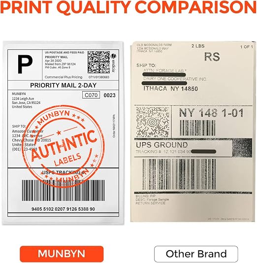 MUNBYN 4x6 Inch Thermal Labels, 6000 Pcs/12 Rolls(500 Pcs per Roll) | Shipping Label Paper for Thermal Printers, No BPA and BPS, Print Clear and Sharp, Strong Adhesive