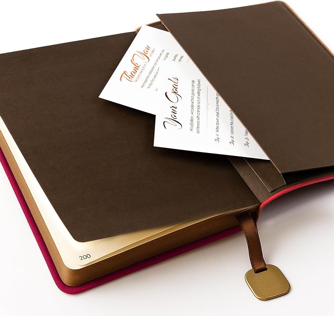 LeStallion Red Notebook For Writing - 120GSM A5 Red Journal For Fountain Pens - 210 Numbered Pages, Table Contents | High End Soft Cover Faux Leather Journal