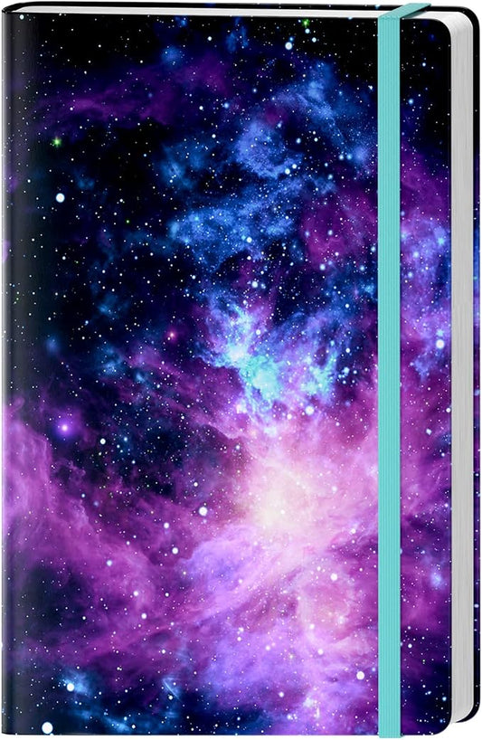 Lined Journal Notebook, Hardcover Journal for Women, Medium 5.7 x 8.4 in, 160 Pages Thick Paper, Cute Aesthetic Floral College Ruled Notebook for Writing Journaling Work School Office, Universe