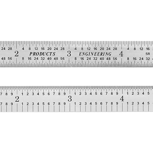 PEC Tools 12" Metal Ruler, Flexible Stainless Steel Rule, 5R Graduation, Trusted by Professionals, Made in USA