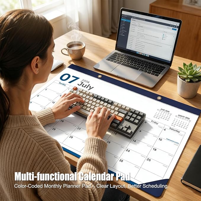 COMIX Desk Calendar 2026-2027, 17" x 12" Monthly Desktop Planner Pad with Frosted Cover, 18 Months July 2026 to December 2027, Thick 120 GSM Paper for Office School Home,3 Pack