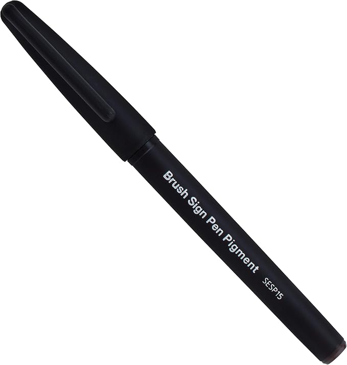 Pentel Arts Sign Pen Brush, Black Pigment Ink, 1 Pack (SESP15BPA)