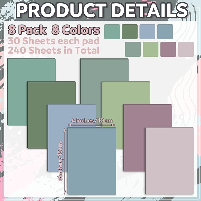 Yinder 4 x 6 Inch Transparent Sticky Notes Translucent Sticky Notes 240 Sheets Waterproof Clear Self Memo Pad See Through Back to School Bible Journaling Accessories Office School Supply(Pastel)