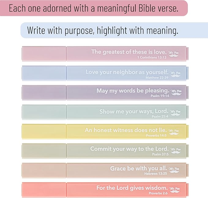 Mr. Pen- Bible Highlighters with Color-Coding System, 8 Pack | Soft Chisel Tip, Aesthetic Highlighters Assorted Colors