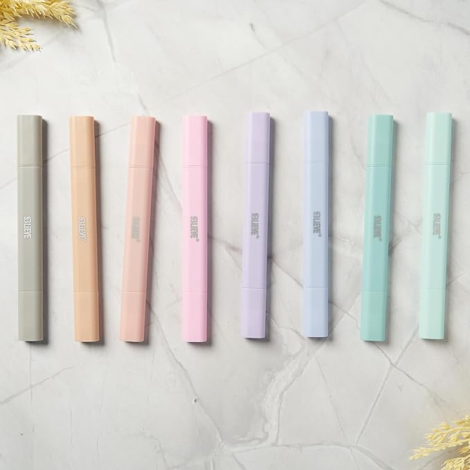 BLIEVE Bible Highlighters No Bleed Through, Pastel Colors, Dual Tip, 8 Pack | Aesthetic Cute Highlighters, Chisel Tip & Fine Point For Bible & Journaling, Back To School Supplies