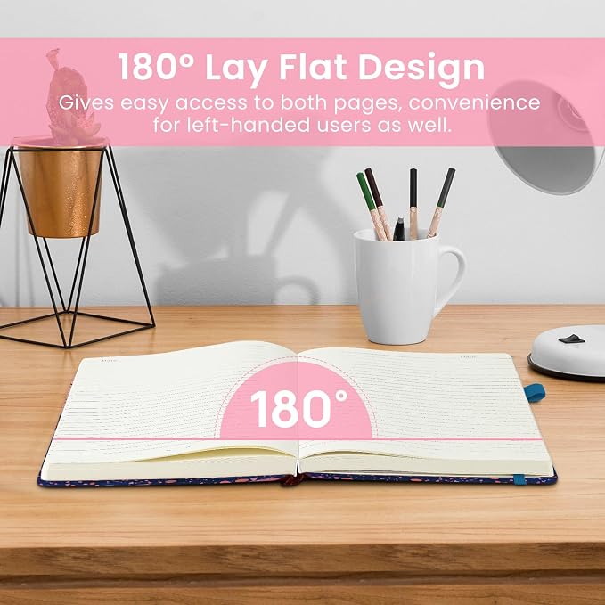 Taja Lined Journal Notebook for Women & Men, Hardcover Leather Journal for writing, A5 College Ruled Notebook for Work & Note Taking, Perfect for Office School Home Supplies, 160 Pages, Florist Cat