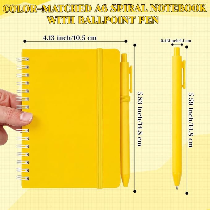 Fulmoon 30 Set Small Spiral Notebooks A6 with Pens Bulk, Multicolor 4" x 6" Pocket Notebooks Mini Lined Journals 50 Sheets for Back to School Supplies Students Gifts Rewards Office (Sunny Tones)