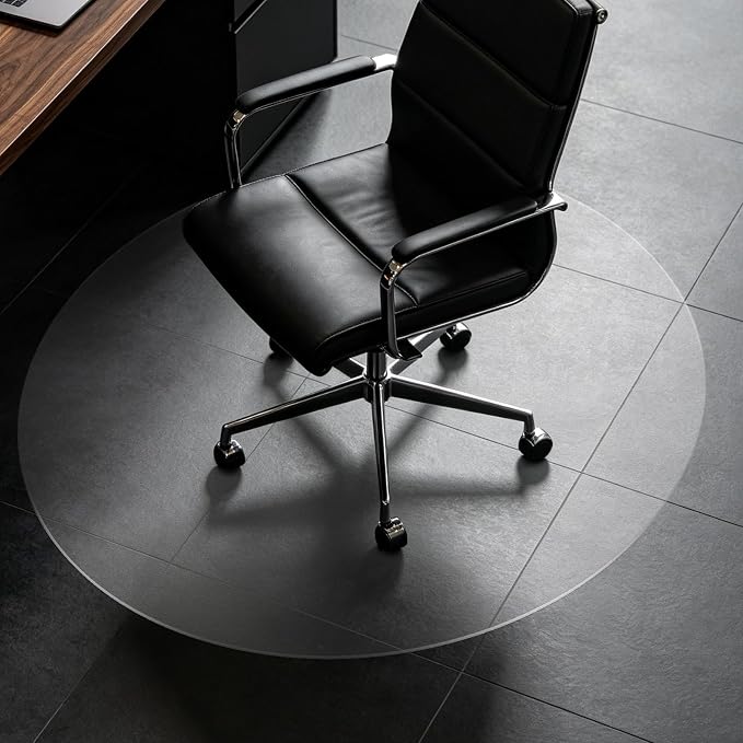 Clear Chair Mat for Hard Floor, 48" x 48" Heavy Duty Floor Protector, Round | Durable Thick PVC, Anti-slip Grip Backing, Smooth Rolling Surface, Scratch-resistant Surface