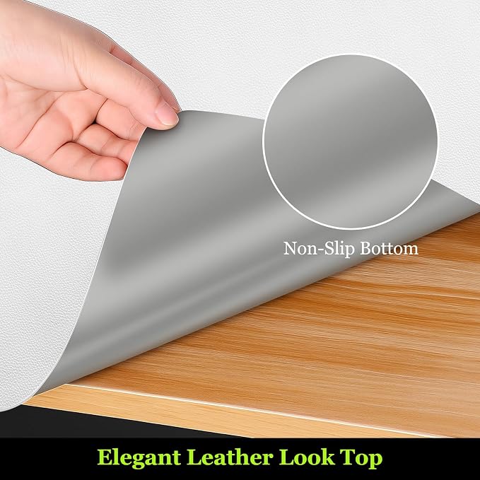 Warmstar Leather Table Cover 18 x60 Inch, 1.8MM Thick PVC Table Protector Waterproof, Desk Cover Protector Non-Slip Table Pad for Kitchen, Dresser, Gaming Desk,Dining Room Table，White