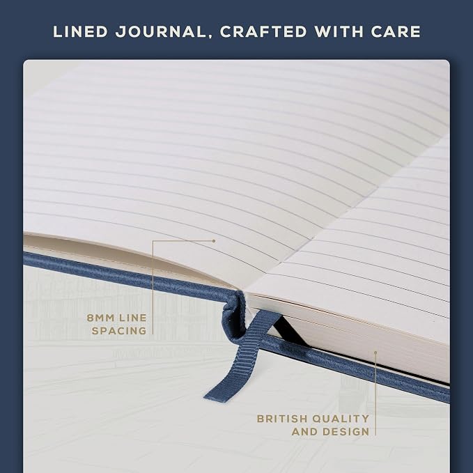 BEECHMORE BOOKS Large Lined Journal Notebook, 8.5" x 11.5" (A4) Hardcover Vegan Leather Executive Diary for Work, Thick 120gsm Paper, Lay-Flat Binding, Gift Box
