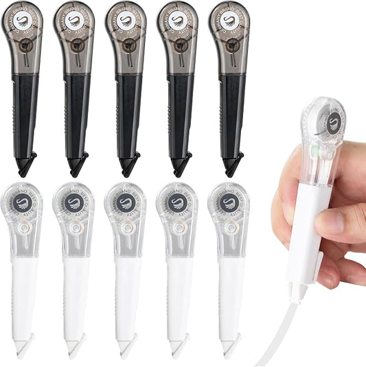 Correction Tape Pen, 10-Count Pack, 19.69ft Each, Dry Instantly, Stretch Resistant, not Easy to Break, as Smooth as Writing, Perfect for School, Office Supplies, Black White