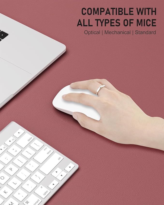 Desk Pad, 23.6" x 13.8" PU Leather Non-Slip Desk Mat Large Mouse Pad for Desktop, Waterproof Laptop Computer Writing Mat for Office, Home, Work, Gaming, Deep Red