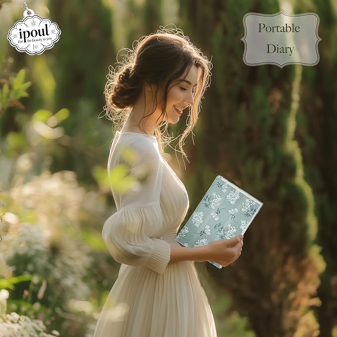 Floral Journal for women, Floret Printed Fabric Cloth Hardcover, A5, 200 Pages, 6x8 Medium Ruled Notebook, Similar Embroidered Linen Journal, Lay Flat Church Notes Notebook, Beige