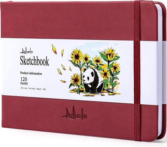 ALKALO Square Sketchbook for Drawing, 120 Pages Sketch Book, 122LB/180GSM Thick Paper, Mixed Media Sketchbook for Charcoal Pencil, Inks Pen, Colored Pencil, Acrylic Marker, Oil Pastel