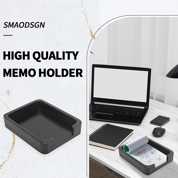 2 PCS 4x6 Memo Holder for Desk Paper Holder Black Wooden Memo Organizer for Desk Paper Tray Index Card Holder Fits 4 x 6 Index Card Cardstock Pads Note for Office School