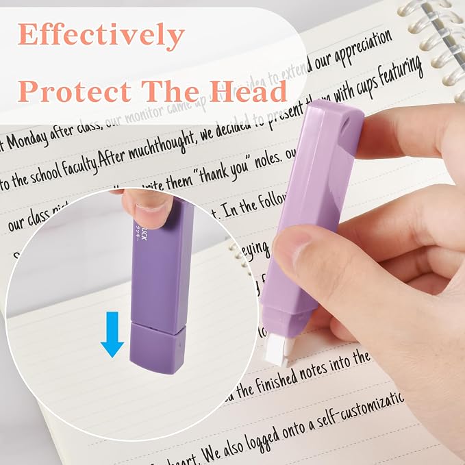 Temiary 6Pcs Mini White Correction Tapes , Quick Dry Smooth Pull Out for Writing, Aesthetic Cute Correction Tape Set Easy To Use for Students School Office Supplies (Purple)