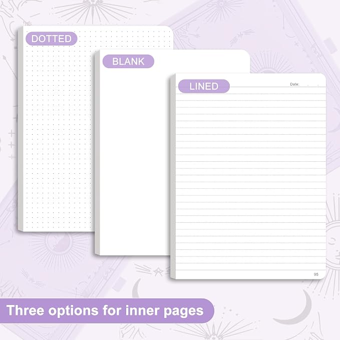 Dotted Journal Notebook for Women Men, 192 Pages, A5 (5.7'' x 8.3'') | Hardcover Leather Notebook with 100GSM Thick Paper for Traveling, Journaling, Planning, Tracking (Light Purple)
