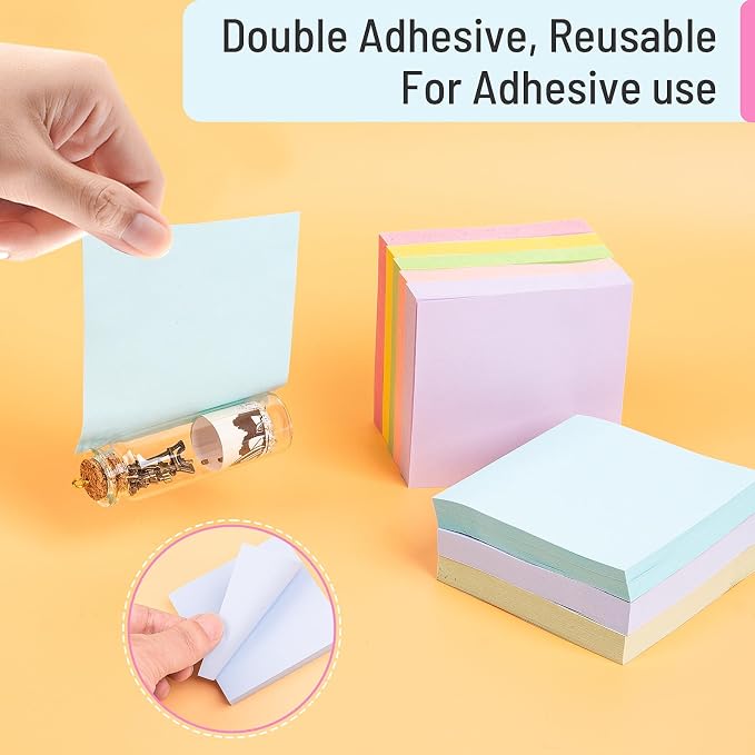 Sticky Notes 3x3 Inches, 8 Pads, 800 Sheets, 8 Color Sticky Note Pads, Premium Sticky Pads, Sticky Notes Bulk, Self-Stick Note Pads, 100 Sheets/pad