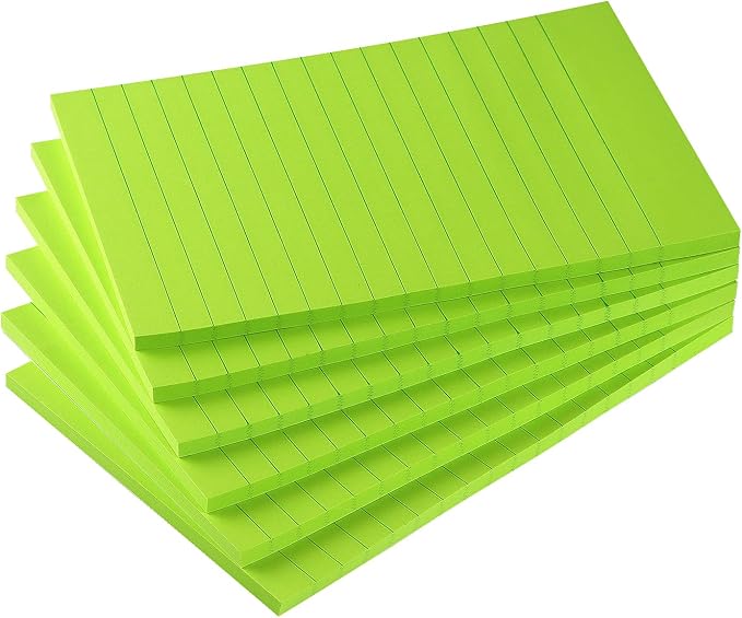 Early Buy Lined Sticky Notes, 4x6 in, 6 Pad, 45 Sheets/Pad (Green)