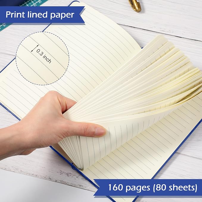 Honoson 20 Pack A5 Lined Journal Notebooks Hardcover Executive Notebook 5.5" x 8.3" PU Leather Wide Ruled Journals Bulk 160 Pages for Back to School Supplies Office Business Home (Royal Blue)