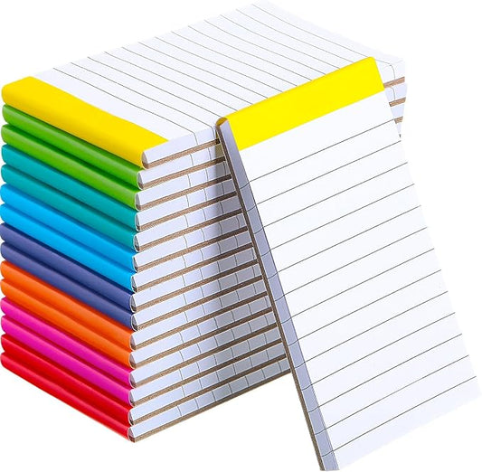 Tenceur 16 Pcs Small Notepads 3'' x 5'' Lined Writing Note Pad - 50 Sheets Per Memo Pad, 80 Gsm Paper Pads, Perforated Mini Pads Pocket Notebook Refills for Taking Notes and Reminders (Vibrant Color)